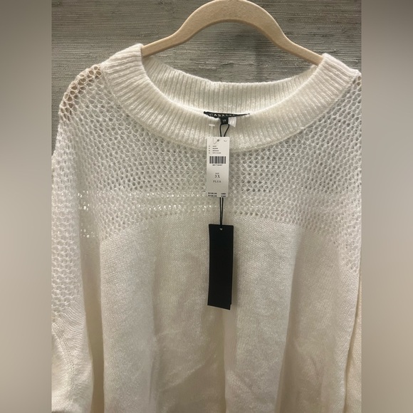 NWT new Anthropologie 3X plus caballero sheer pullover sweater white ivory - Picture 10 of 15